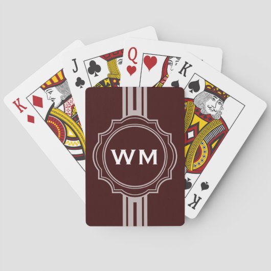 NUR FARBE/KNOPF-FAHNEN-Weiß + Monogramm Spielkarten (Rückseite)