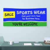 Nur Farbe königsblau gelb & Streifen + Ihre Idee Banner (Messe)