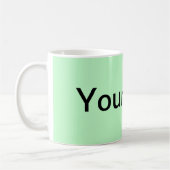 NUR FARBE / Leichte Münze + Ihr Text Kaffeetasse (Links)