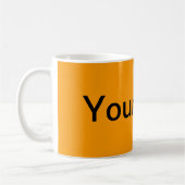 NUR FARBE / Orange + Ihr Text Kaffeetasse (Links)