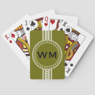 NUR FARBE/SCHALTFLÄCHE, weiß + Monogramm Spielkarten