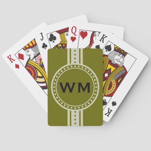NUR FARBE/SCHALTFLÄCHE, weiß + Monogramm Spielkarten (Rückseite)