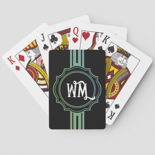 NUR FARBE/SCHALTFLÄCHE, weiß + Monogramm Spielkarten (Rückseite)