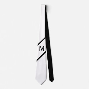Nur Farbe und Banner - Schwarz-weiß + Monogramm Krawatte