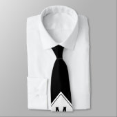 Nur Farbe und Knopf - Schwarz-weiß + Monogramm Krawatte (Gebunden)