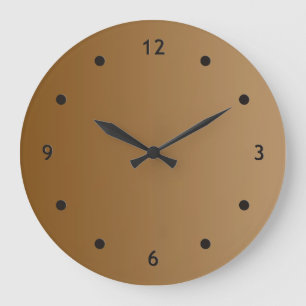 NUR FARBgefälle - braun + Punkt auf der Vorderseit Große Wanduhr