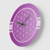 NUR FARBgefälle Pflaume - Blume des Lebens Große Wanduhr (Winkel)