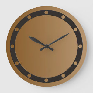 NUR FARBgradienten braun - Ring & Punkte schwarz Große Wanduhr