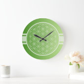 NUR FARBgradienten grün - Blume des Lebens Große Wanduhr (Zuhause)