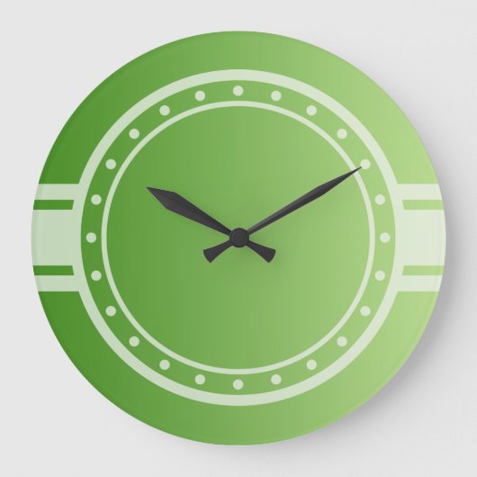 NUR FARBgradienten grün - Ring & Punkte weiß Große Wanduhr (Vorderseite)