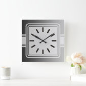 NUR FARBgradienten - schwarz grau + Uhrfläche I Quadratische Wanduhr (Zuhause)