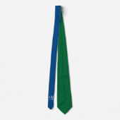 Nur Farbhintergrund - blau grün + Monogramm Krawatte (Rückseite)