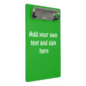 Nur Farbhintergrund - Grasgrün + Ihre Ideen Mini Klemmbrett (Schrägansicht)