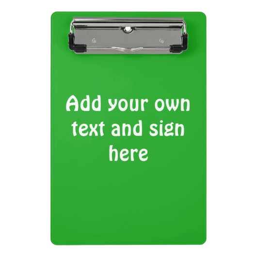 Nur Farbhintergrund - Grasgrün + Ihre Ideen Mini Klemmbrett (Vorderseite)