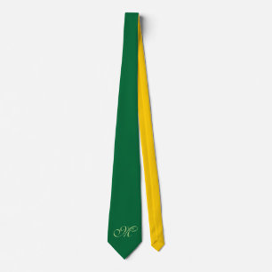 Nur Farbhintergrund - grün gelb + monogramm Krawatte