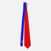 Nur Farbhintergrund - königsblau rot + Monogramm Krawatte (Rückseite)