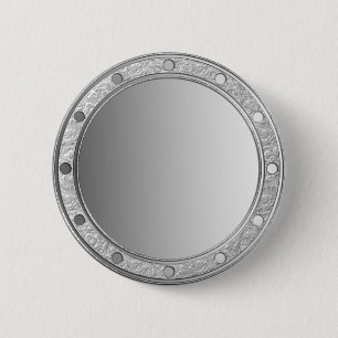NUR FARBVERLAUFE - grau - Ringe & Punkte silber Button