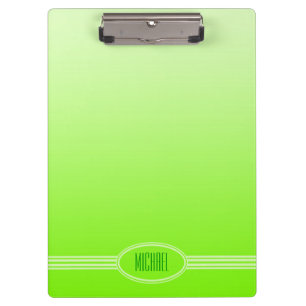 NUR FARBVERLAUFE Neon Grün + Ihr Text Klemmbrett