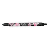Nur Flamingo Vibes - Schwarz Rosa Flamingo Kugelschreiber (Vorderseite)