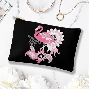 Nur Flamingo Vibes Schwarz Rosa Flamingo Zubehörtasche