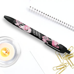 Nur Flamingo Vibes - Schwarzer Rosa Flamingo Kugelschreiber