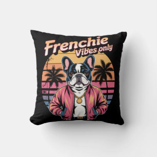 Nur Frenchie Vibes Retro Sonnenuntergang Französis Kissen