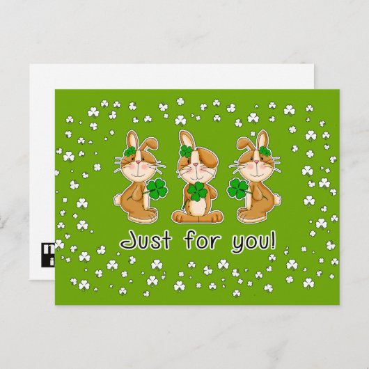 Nur für dich. Sweet Bunnies St. Patrick's Day Postkarte (Vorne/Hinten)