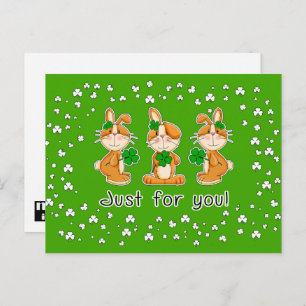 Nur für dich. Sweet Bunnies St. Patrick's Day Postkarte
