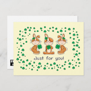 Nur für dich. Sweet Bunnies St. Patrick's Day Postkarte