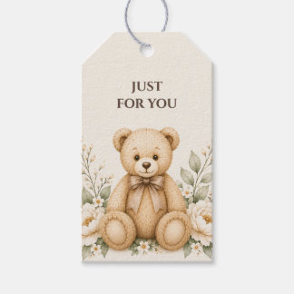 Nur für Dich Teddy-Bär Blumen-Anhänger Geschenkanhänger