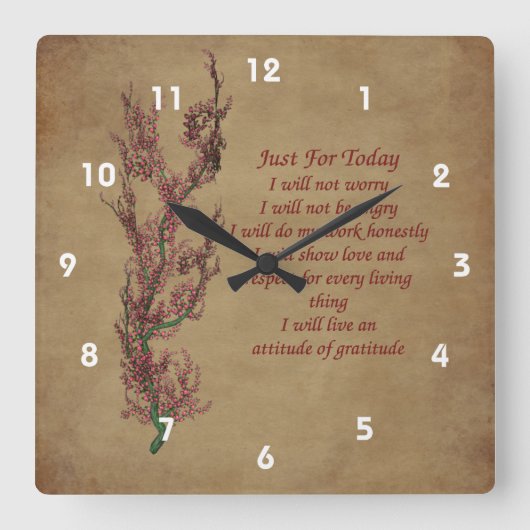 Nur für heute blühende Bäume inspirierend Quadratische Wanduhr (Vorderseite)