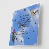 Nur für heute Schmetterlingsmoptik Blume Inspirati Quadratische Wanduhr (Winkel)