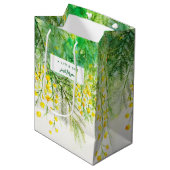 Nur für Sie gelbe Mimosa Aquarellmalerei Mittlere Geschenktüte (Vorderseite Schrägansicht)