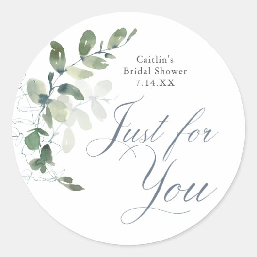 Nur für Sie Grün Brautparty Gefallen Runder Aufkleber (Vorderseite)
