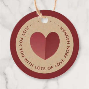 Nur für Sie mit Liebe geflochtenes Herz auf Kraft- Geschenkanhänger