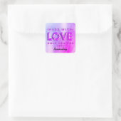 Nur für Sie mit Liebe hergestellt, rosa hell Quadratischer Aufkleber (Tasche)