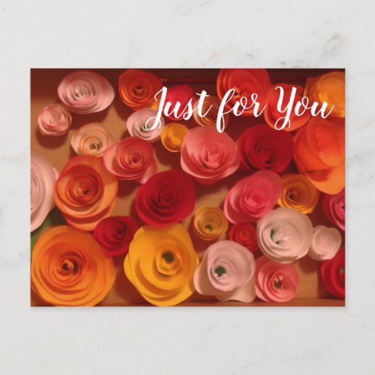 Nur für Sie - Papier-Rose Postkarte (Vorderseite)