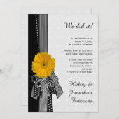 Nur Gelbe Daisy Schwarz-weiß Damask Empfang Einladung (Vorne/Hinten)