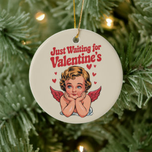 Nur Gewartet für Valentins Retro Baby Cupid Liebe Keramik Ornament