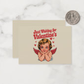 Nur Gewartet für Valentins Retro Baby Cupid Liebe Mitteilungskarte (Vorderseite/Rückseite Beispiel)