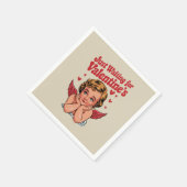 Nur Gewartet für Valentins Retro Baby Cupid Liebe Serviette (Ecke)