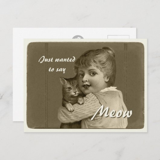 Nur gewollt, um zu sagen MEOW CC0739 Girl and Cat Postkarte (Vorne/Hinten)