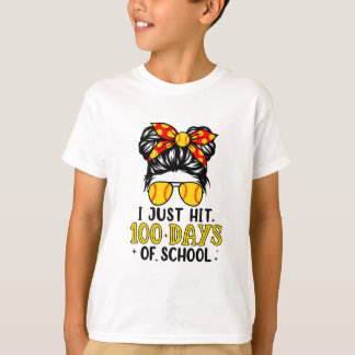 Nur glücklich 100 Tage der Schule Softball Messy B T-Shirt