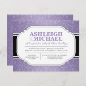 NUR Graue und Lila Damaskus-Hochzeitsstimmung Empf RSVP Karte (Vorne/Hinten)