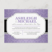 NUR Graue und Lila Damaskus-Hochzeitsstimmung Empf RSVP Karte (Vorderseite)