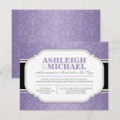 NUR Graue und Lila Damaskus-Hochzeitsstimmung Empf RSVP Karte (Vorne/Hinten)