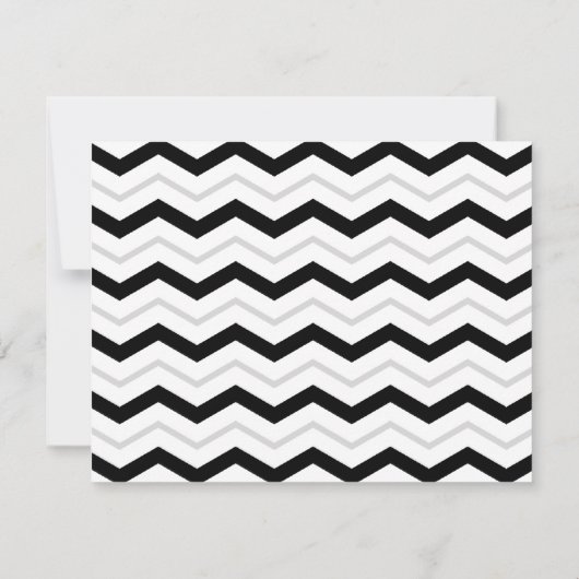 NUR Graue und Schwarz-weiße Zickzack Hochzeitsempf Einladung (Rückseite)