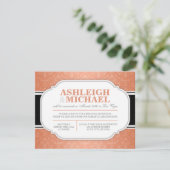 NUR Gray & Orange Damask Wedding Empfang Einladung (Stehend Vorderseite)