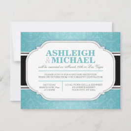 NUR Gray & Turquoise Damask Wedding Empfang Einladung