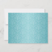 NUR Gray & Turquoise Damask Wedding Empfang Einladung (Rückseite)